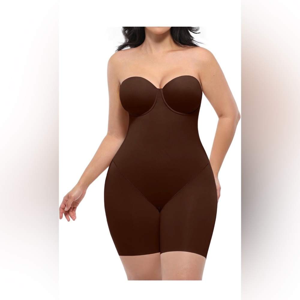 SHAPELLX Strapless Brown Bodysuit NWT Size Small
